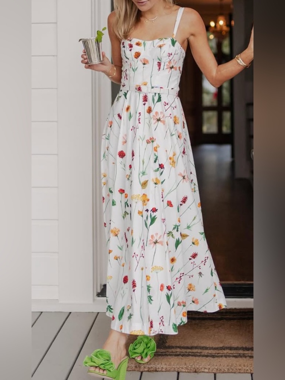 ANTONIO MELANI White Floral Maxi Dress with Multicolor Print